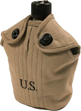 US WW2 M1910 Canteen Cover Khaki/WWII American Army Water Bottle Cover - 1940 Rear Seam