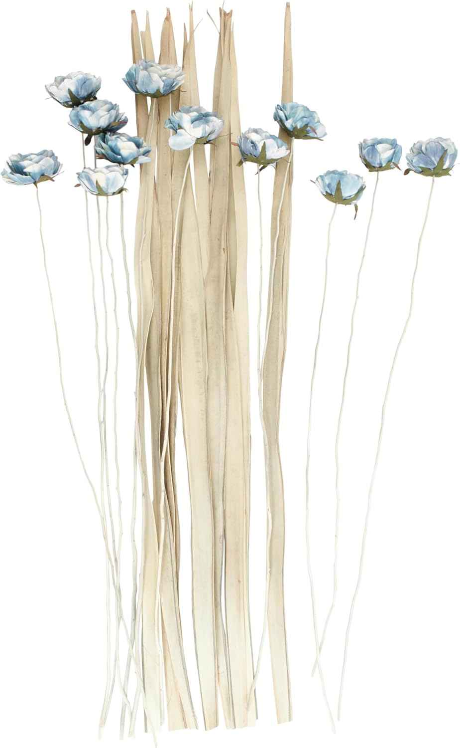 Deco 79 Dried Plant Home Decor Natural Foliage Tall Natural Dried Foliage with White Stems, Foliage for Decoration 12" x 12" x 50", Blue
