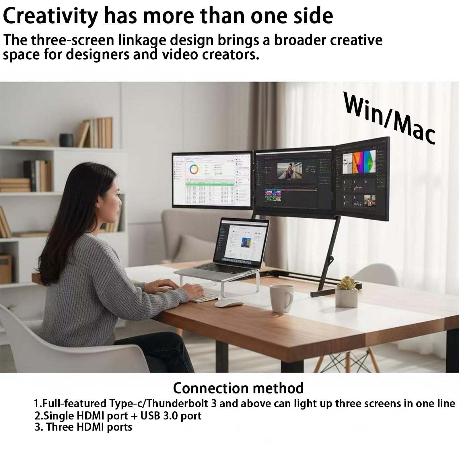 Triplo Schermo PC Portatile, Doppio Monitor, Aura Display, Schermo Portatile 15,6 Pollici, produttività Aumentata per programmatori e Designer
