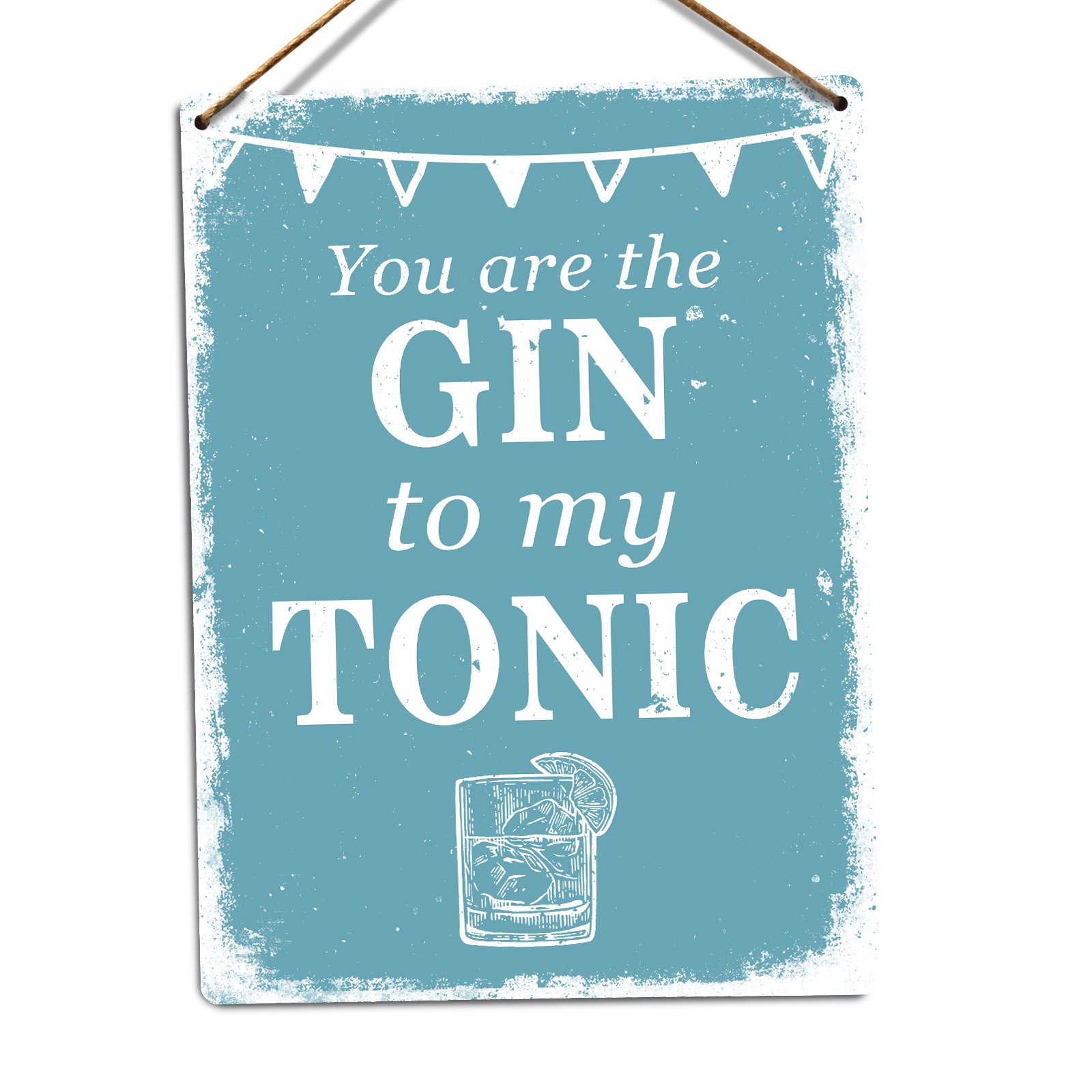 | Wtf | Blue Wtf | You Are The Gin To My Tonic – | Twine - Metal Wall Sign Plaque Art Inspirational