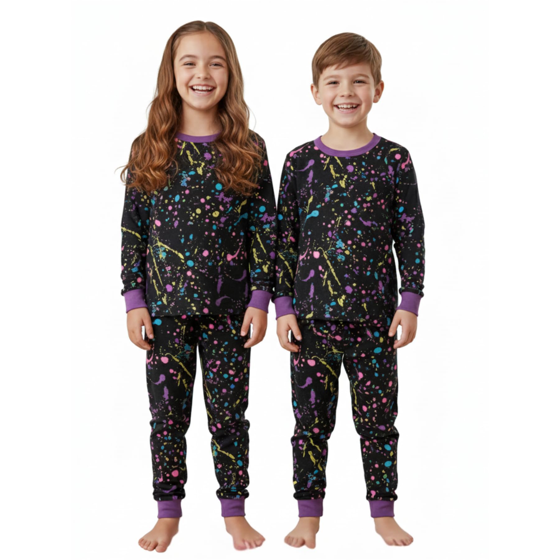 A2z 4 Kids Girls 240 Black Pyjamas Children Pjs 2 Piece Set Lounge Suit For Children Top Bottom - Pjs Splash ._13