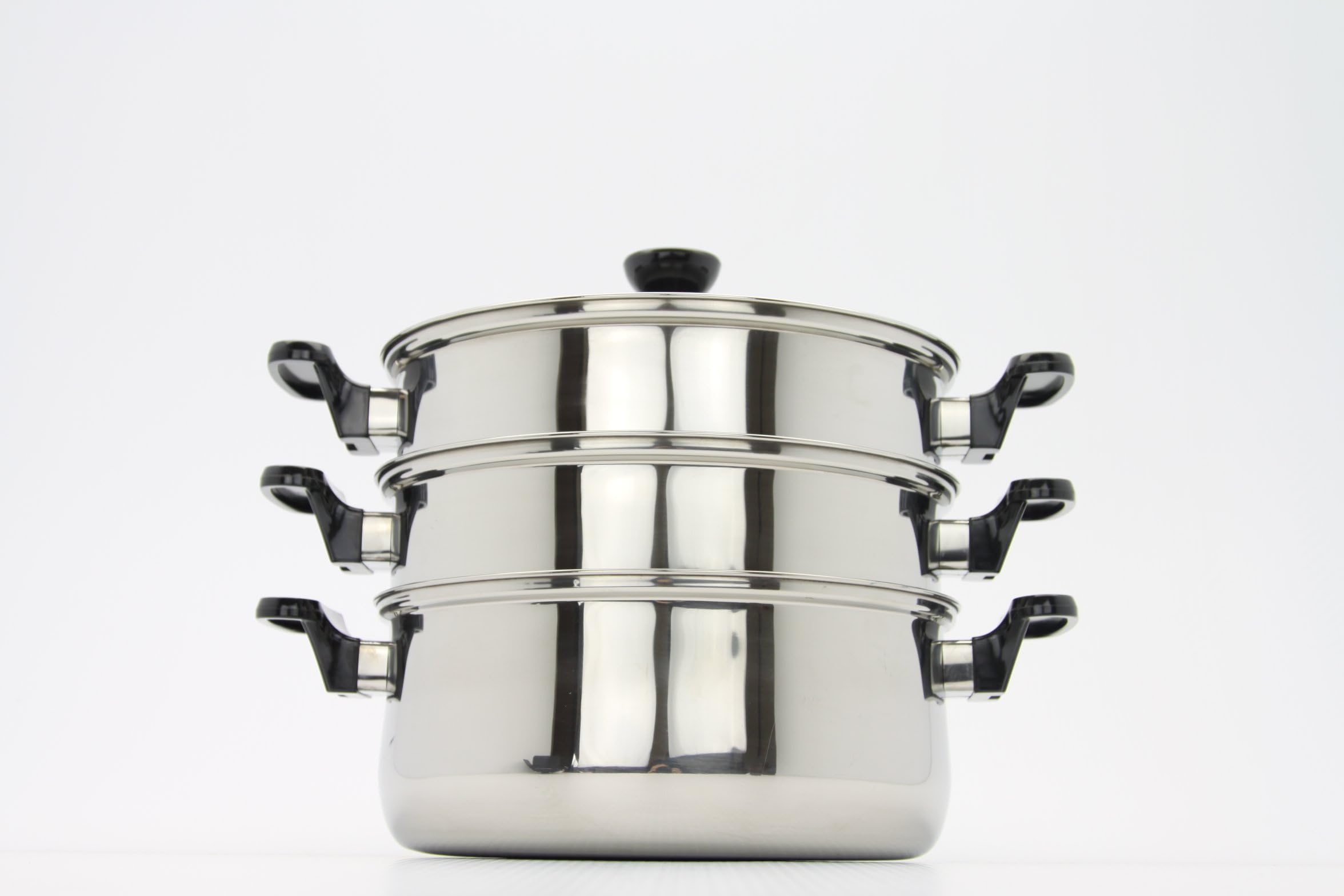 Stainless Steel 3-Tier Steamer pot Chinese, Rice cooker, Double Boilder, stack and steam soup pot and steamer (11 inches (26cm Diameter))