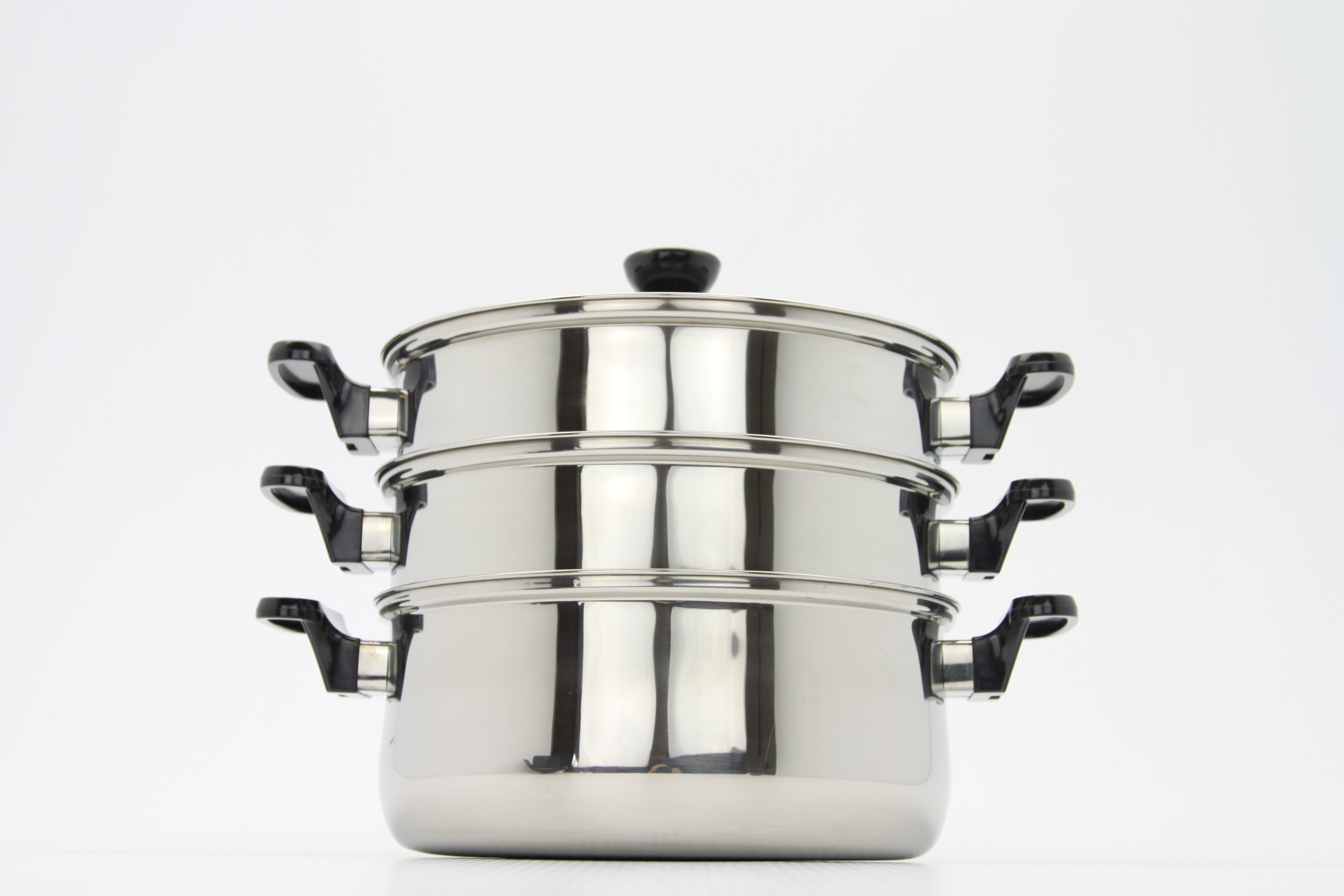 Stainless Steel 3-Tier Steamer pot Chinese, Rice cooker, Double Boilder, stack and steam soup pot and steamer (11 inches (26cm Diameter))