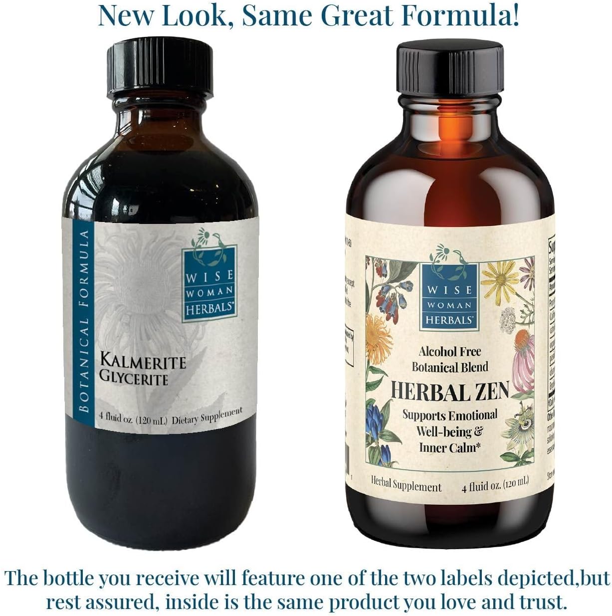 Wise Woman Herbals – Herbal Zen prev Kalmerite Glycerite Compound - Alcohol Free Botanical Blend – 4 fl oz – All-Natural Mood Support for Relaxation, Clarity, Focus and Flow