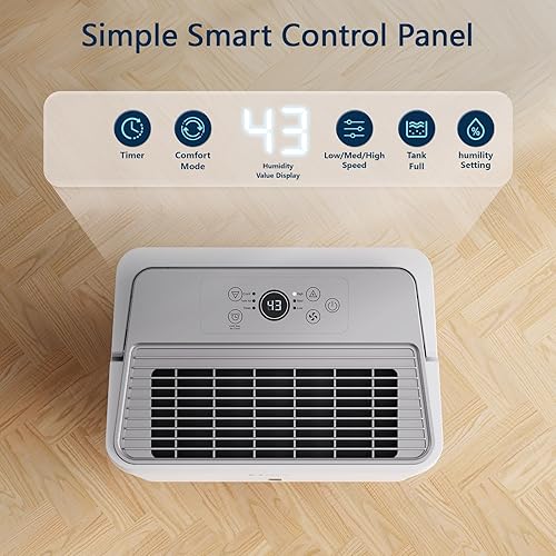 Miniatura 8 de DuraComfort Deshumidificador para sótano de hasta 2,500 pies cuadrados, Energy Star 2025, máximo a 35 pintasdía deshumidificador silencioso con