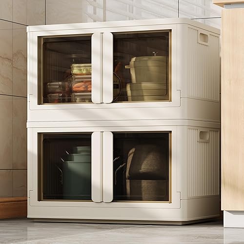 Miniatura 10 de FLEXIMOUNTS 152 QT Contenedores de almacenamiento apilables con tapas, contenedores de almacenamiento plegables de plástico, organizadores