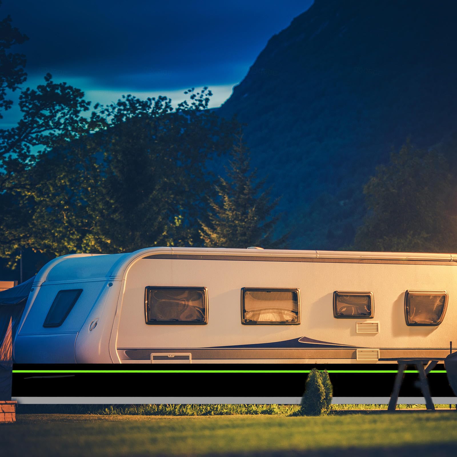 Faldón para caravana Wen-Guang, sin necesidad de perforaciones, para Invierno, 0,95 m de altura, Resistente al Viento y la Nieve, almacenamiento y organización para caravanas, 28 m/91 Pies