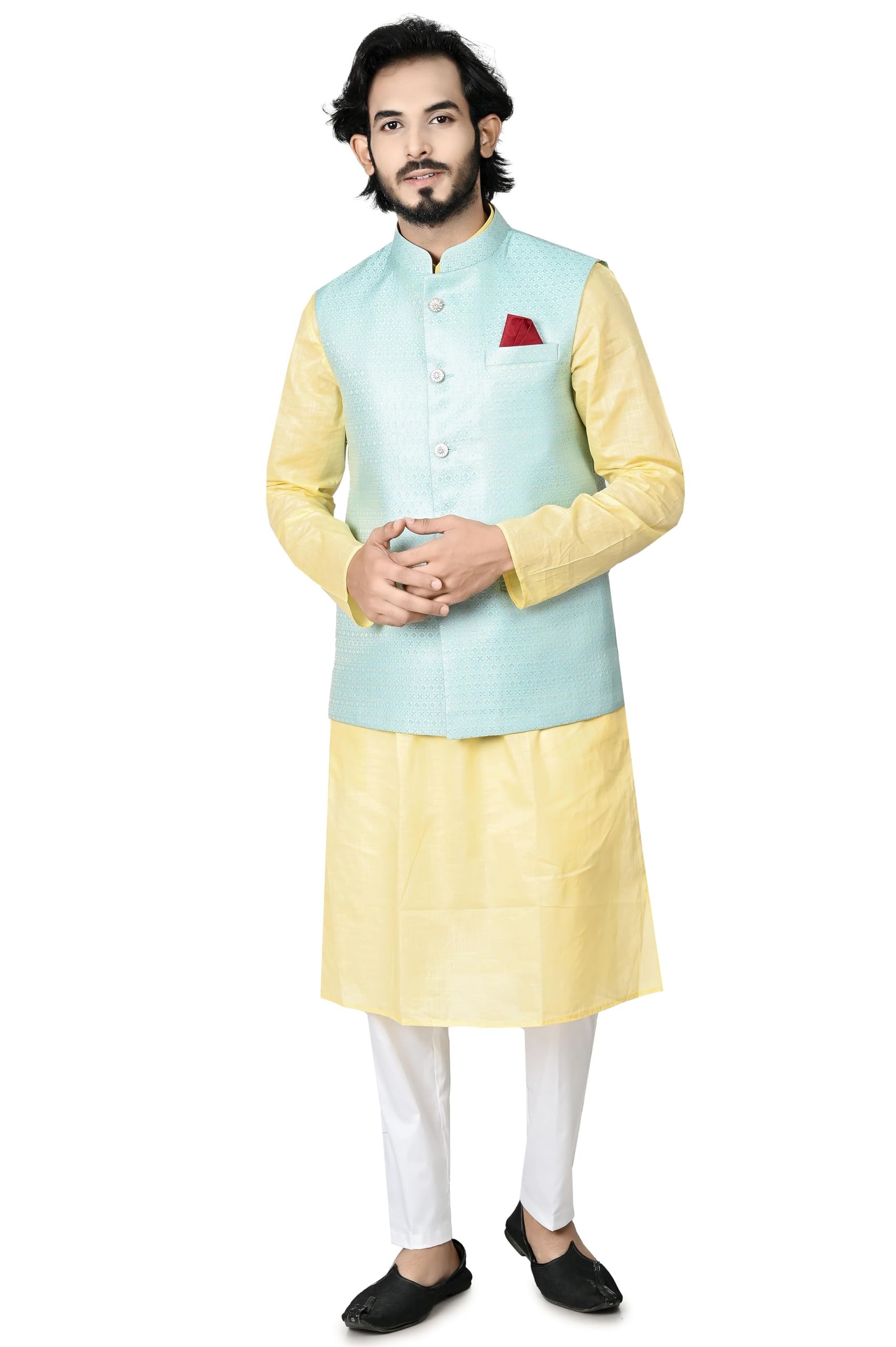 doorzi Men's Brocade Self-Textured Nehru Jacket-picture-18