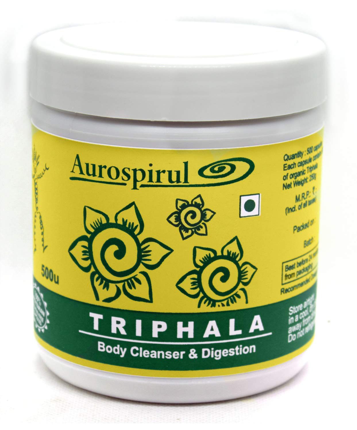 Aurospirul Organic Certified Triphala - 500 Veg Capsules (Pack of 1) (B0CWNSS1GY) Amazon Price History, Amazon Price Tracker