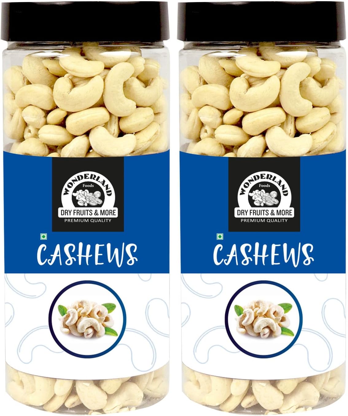 Wonderland Foods 900g (450g X 2) Whole Raw Cashew (Kaju) W320-Grade Jar
