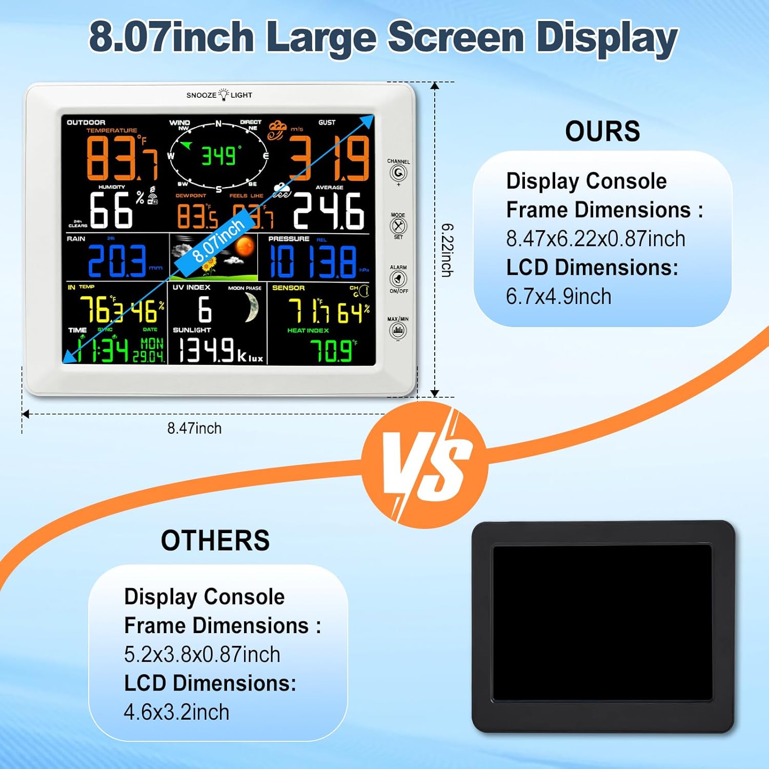 AIRAIN TECH Estación meteorológica inalámbrica WiFi, reloj de