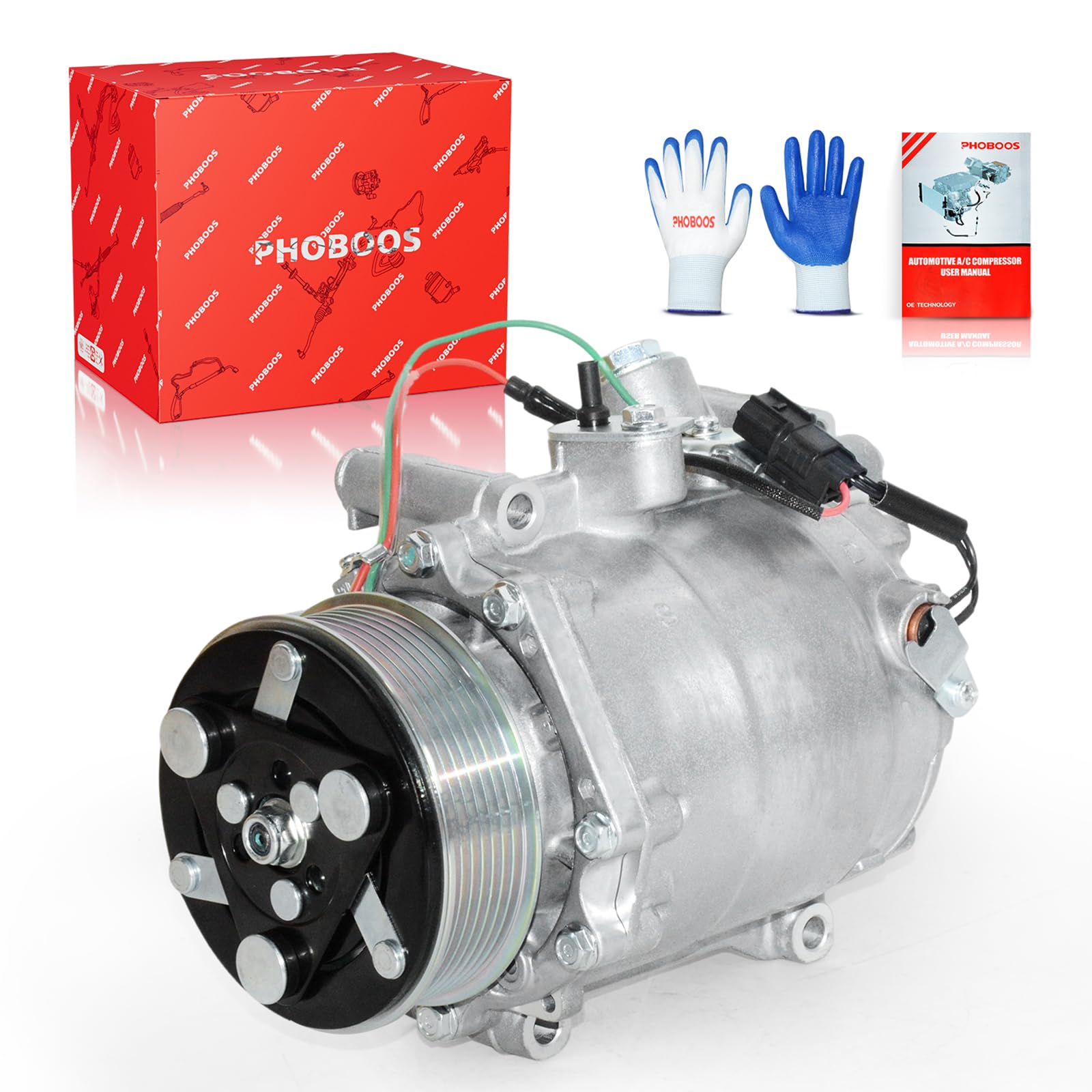 Photo 1 of PHOBOOS A/C Compressor with Clutch Compatible with Honda CR-V 2007-2011 L4 2.4L & Acura RDX 2007-2012 L4 2.3L, Fast Cooling, Low Noise, Easy Installation, Ref. 98580