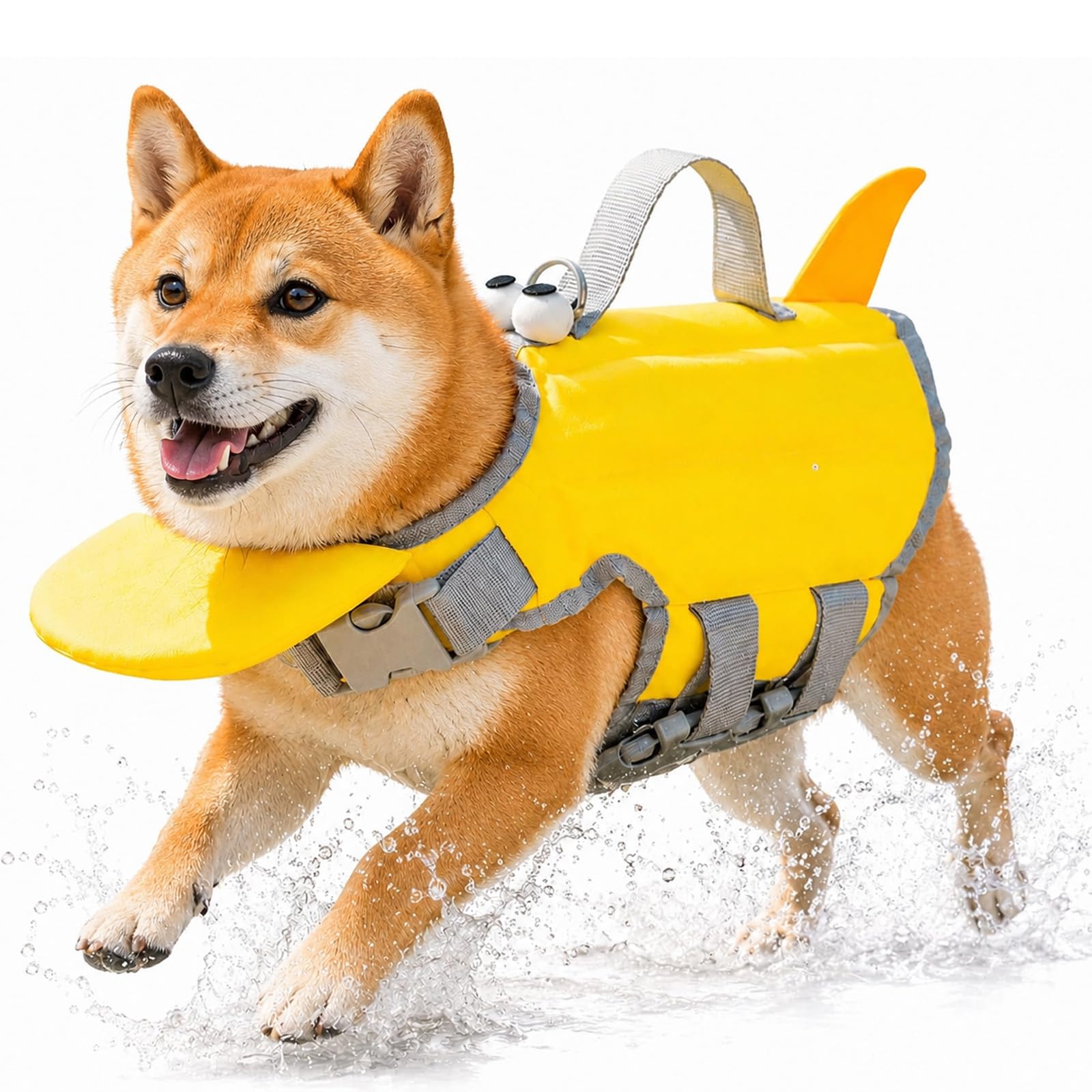Dog Life Jacket with Chin Float and Rescue Handle, Adjustable Dog Swimming Vest with Buoyancy Aid, Reflective Pet Life Vest for Swimming Pool Beach Boating Small Medium Large Dogs (A,M)