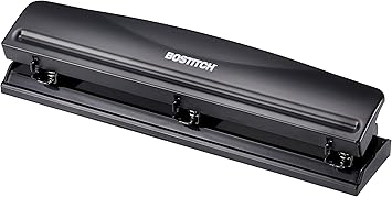 Perforadora 3 Agujeros Bostitch - Capacidad 12 Hojas, Negro