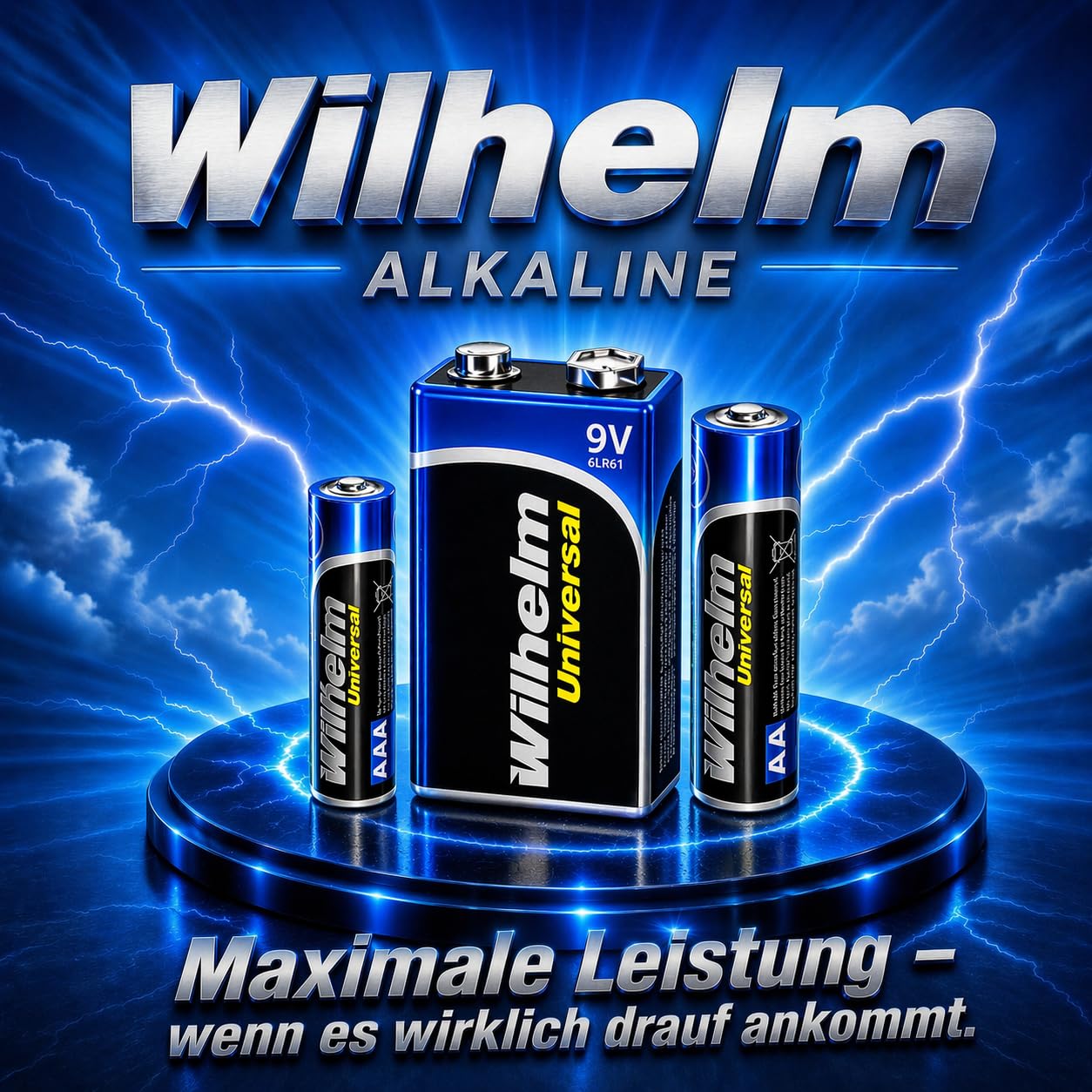 Wilhelm 9V Blockbatterien Alkaline 6LR61 Universal Longlife – 200 Stück