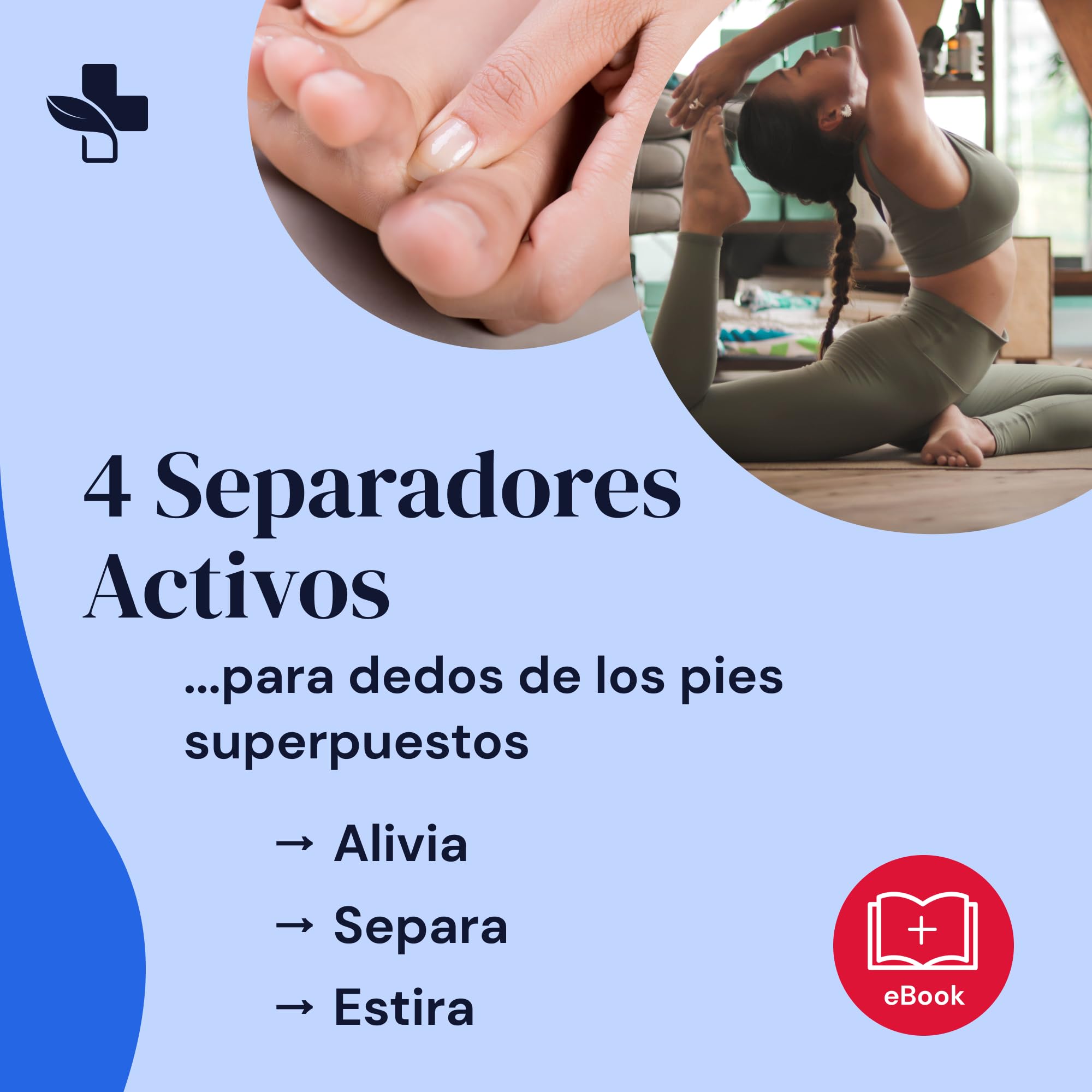YOGAMEDIC Separadores de Dedos de los Pies Superpuestos, 4 Uds – Enderezador y Separador de Dedos – Separador de Dedos de Pie de Silicona 0% BPA – Corrector de Dedos de Pies para Relajar y Estirar