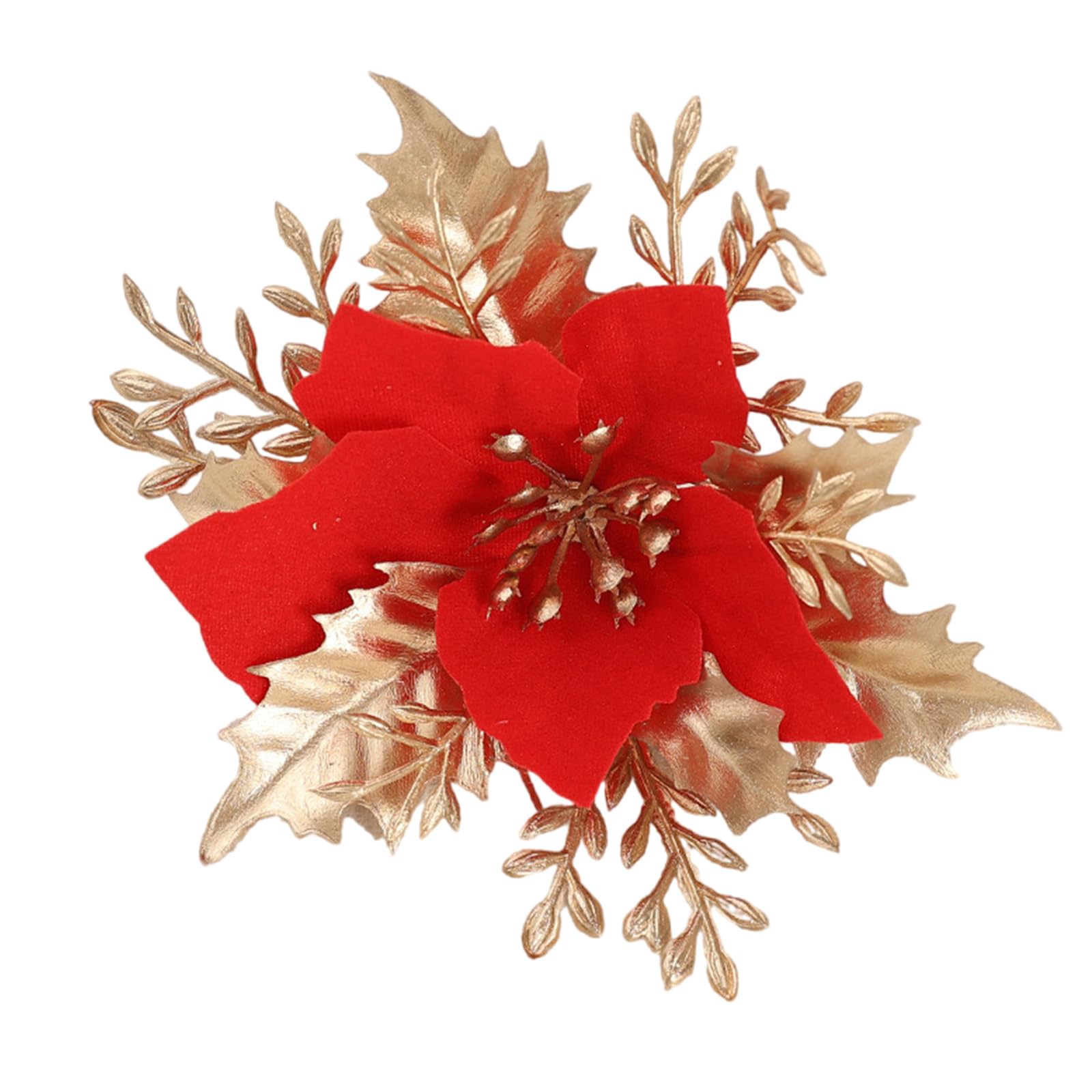 Artificial Poinsettia Flower Christmas Tree Decoration Holiday Party Wedding Wreath Home Decor Artificial Poinsettia Flower Ornament