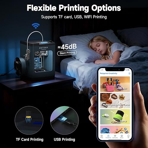 Miniatura 5 de Entina TINA2Plus V3 Impresoras 3D, 9.843 in/s de alta velocidad de nivelación automática FDM Mini impresora 3D con plataforma de acero de resorte