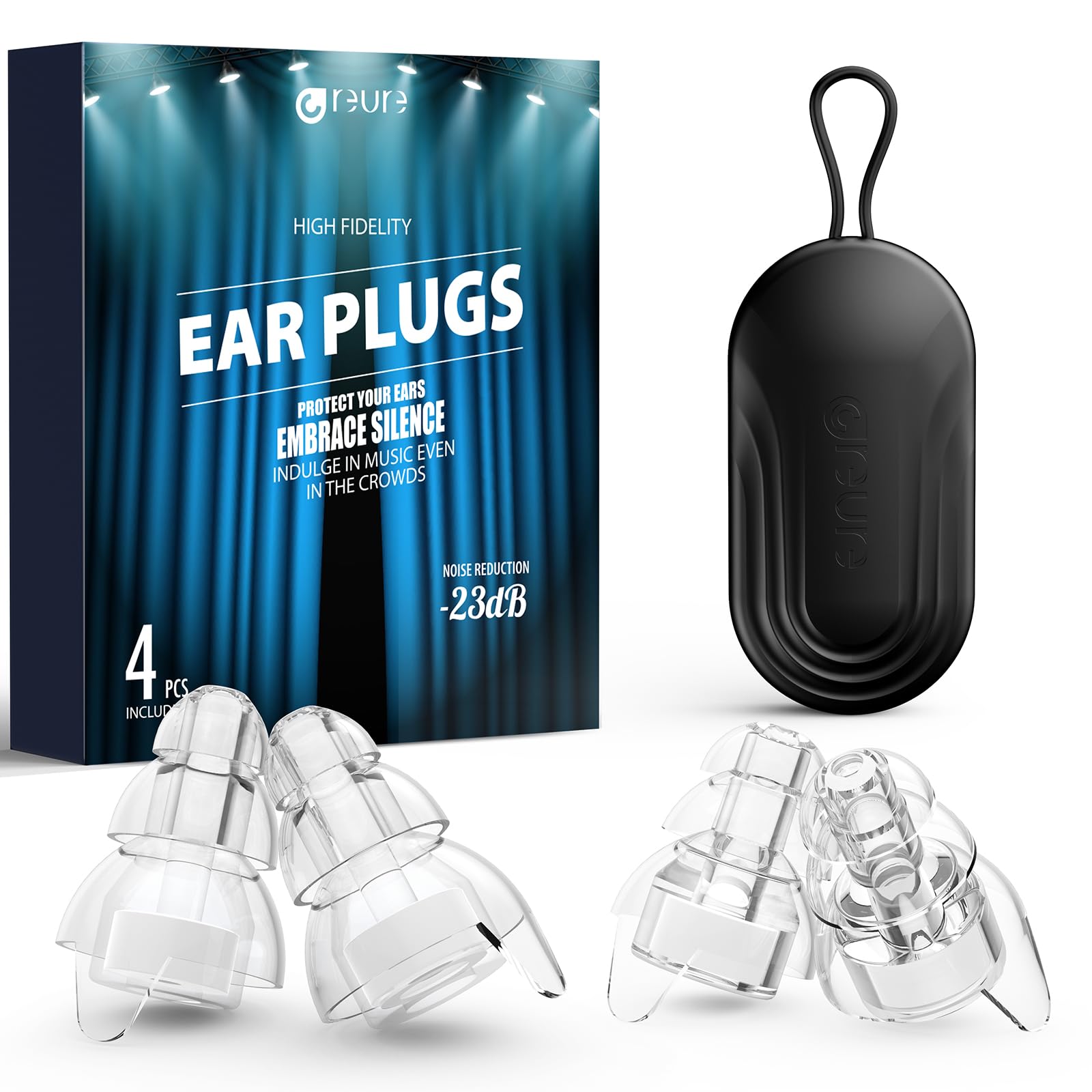 High Fidelity Concert Earplugs - 23dB Noise Reduction -10