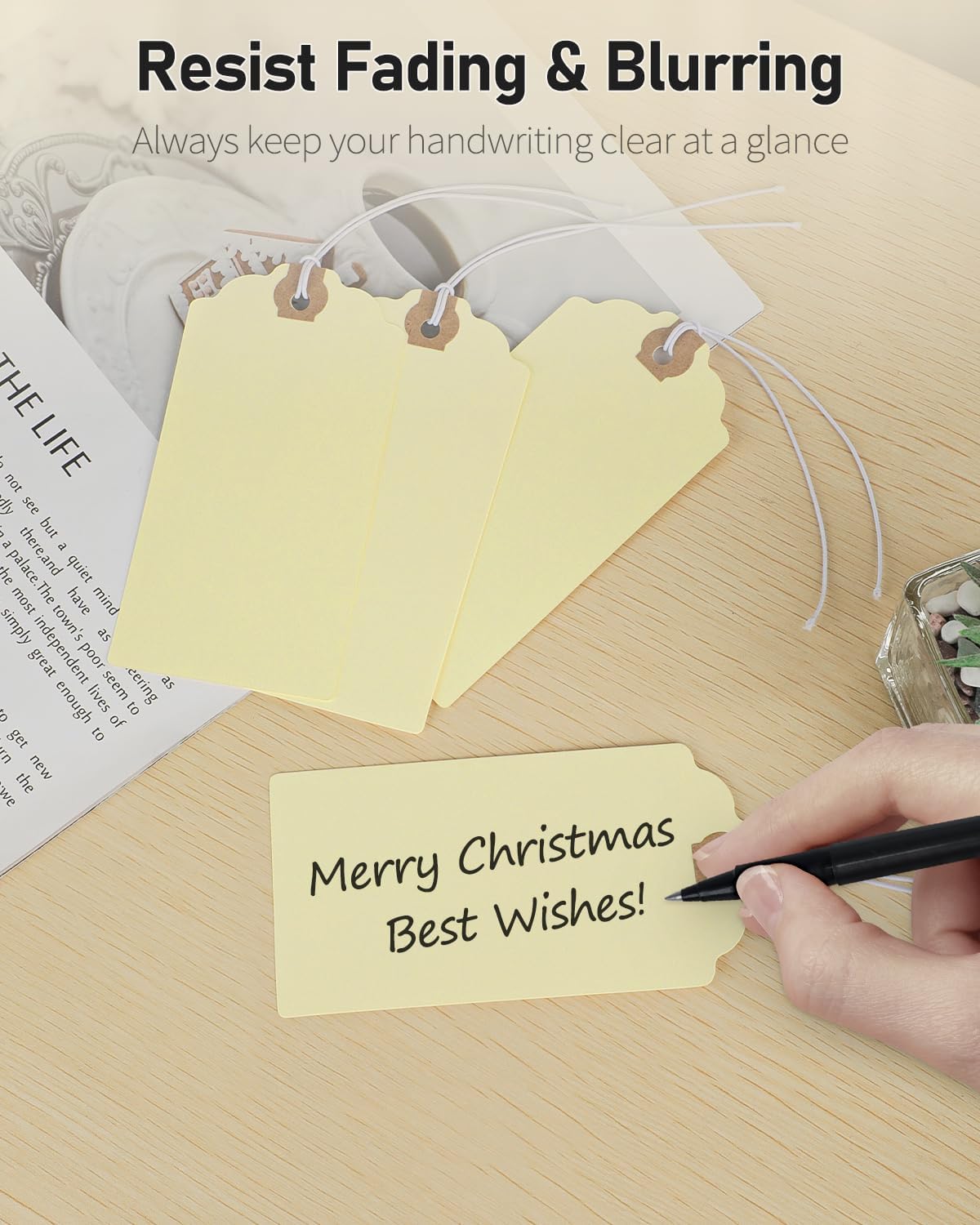 Blank Shipping Tags with Elastic String Attached Cardsto Paper