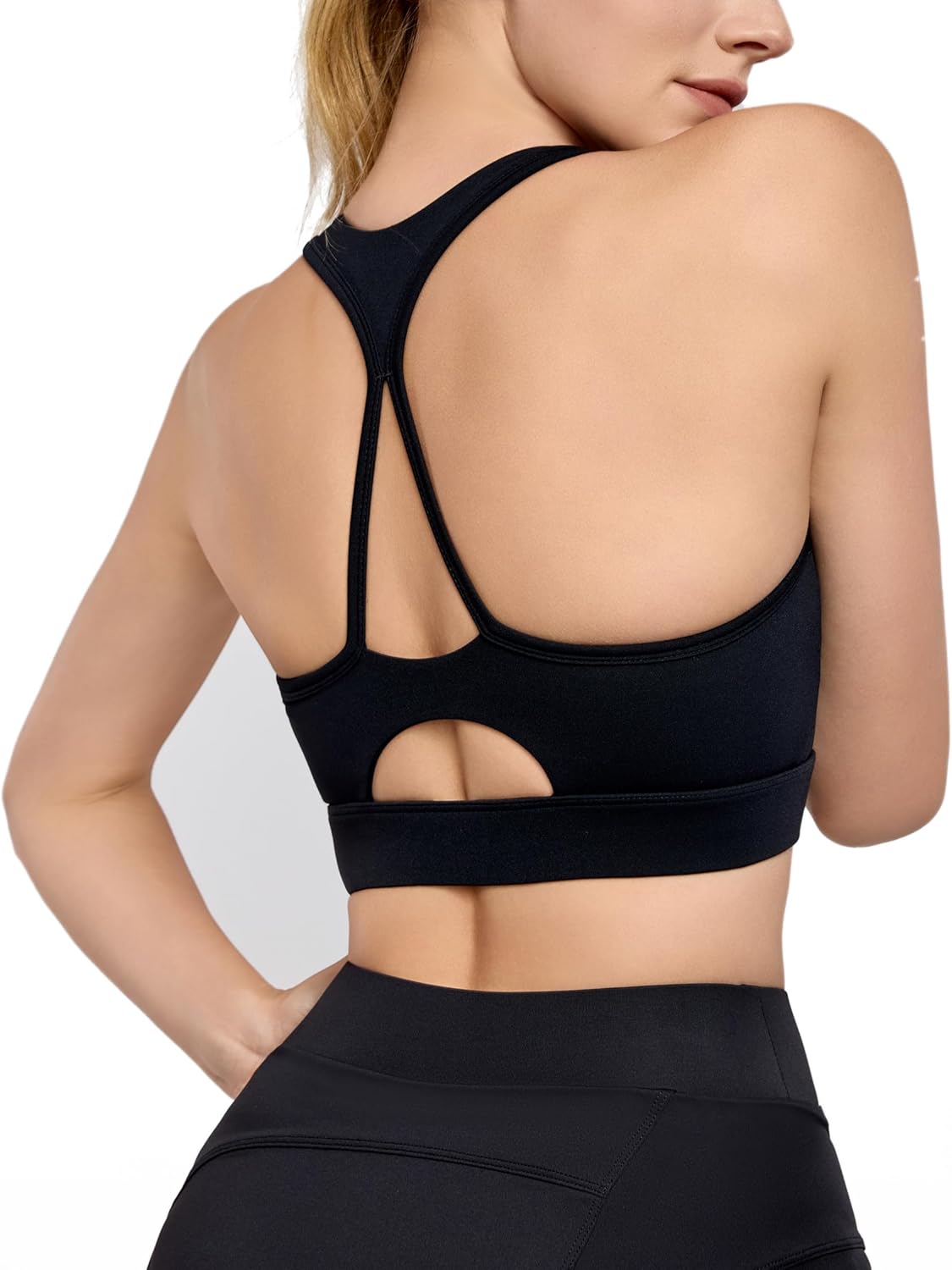 romansong Strappy Longline Sports Bras for Women Molded Cup Workout Cute Running Medium Impact Crop Tops