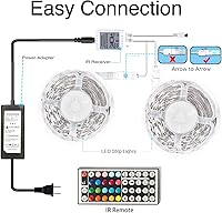 Vista 2 de DAYBETTER - Luces LED de 65.6 pies, tira de luces LED RGB 5050 flexibles que cambian de color, 2 rollos de luces LED de 32.8 pies para decoración