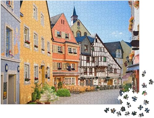 Miniatura 2 de The Burgstrasse in Bernkastel-Kues, Alemania. The Twin Tow... Rompecabezas con 1000 piezas
