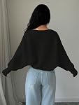Floerns Knit Shrug Cardigan for Women Going Out Crop Tops Long Sleeve Bolero Shrugs Batwing Sweater