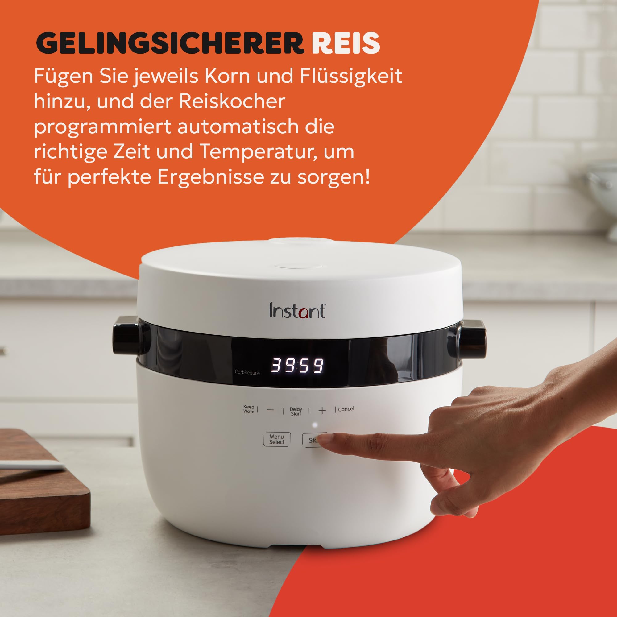 Instant Pot Reiskocher & Dampfgarer, 2,8 L (12 Tassen) – Antihaft-Kochtopf, spülmaschinenfest, Dämpfeinsatz aus Edelstahl, Messbecher, Reislöffel – mit Schongarer- und Sauté-Funktion