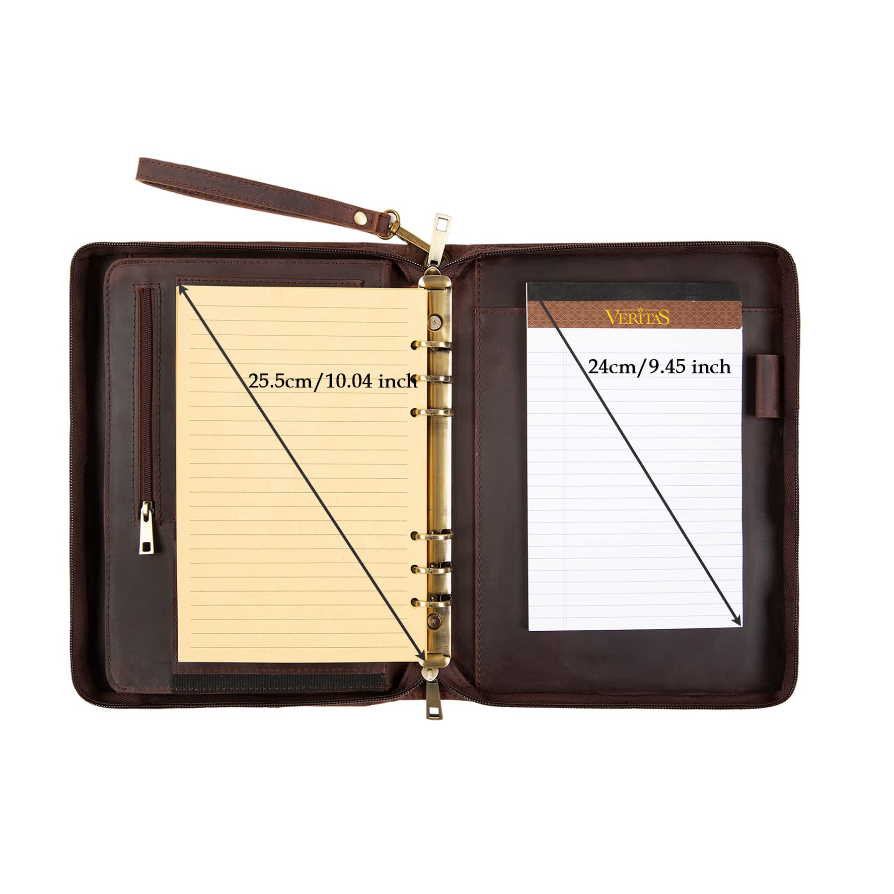 Kincown Portfolio Organizer, A5 Size 6-Ring Binder PU Leather Padfolio, Business Portfolio For