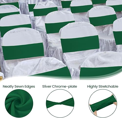 Vista 45 de CHENGU 100 bandas de elastano para sillas de matrimonio, sin hebilla, para decoración de cumpleaños, lazos elásticos, bandas deslizantes de elastano