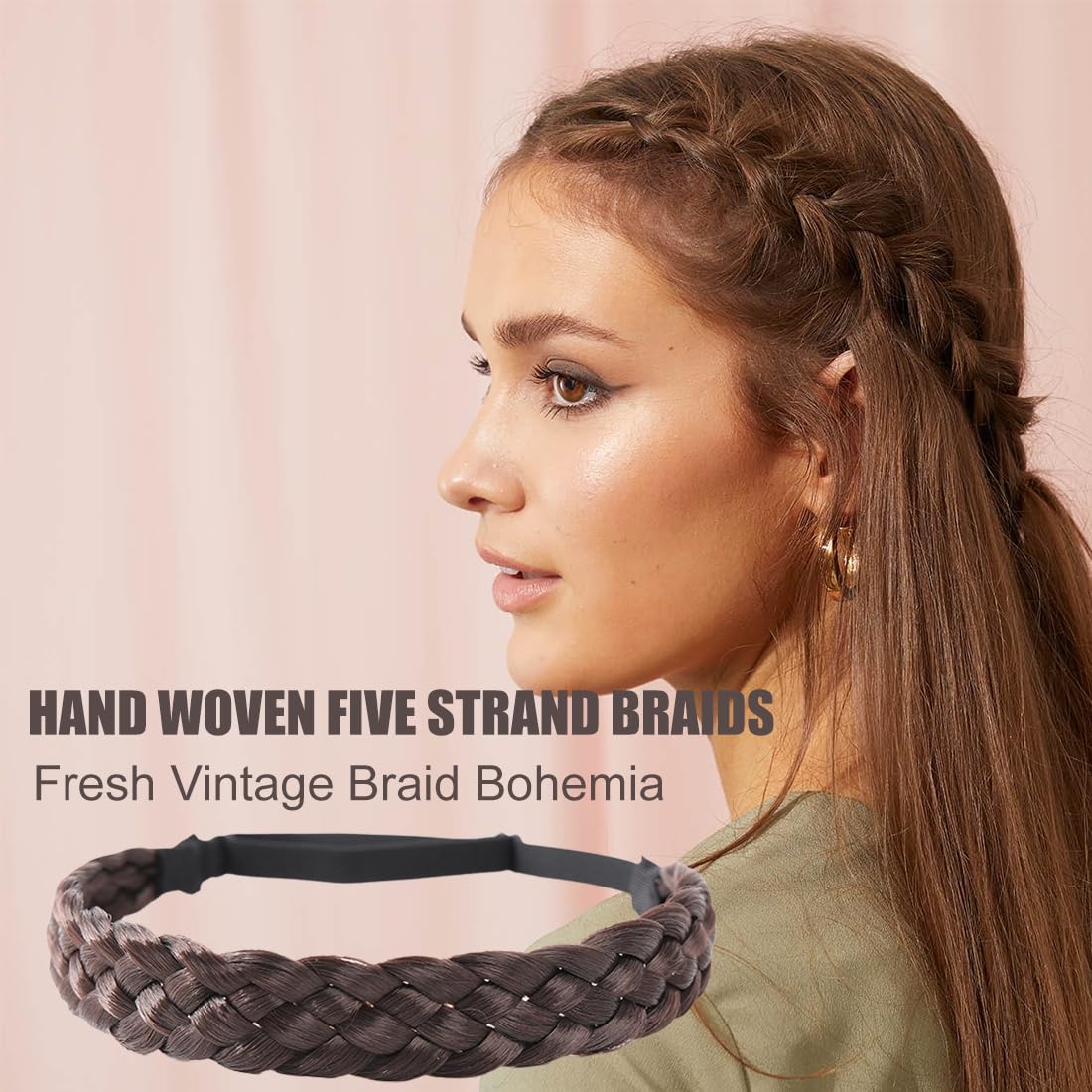 Tadipri Fascia Per Capelli Intrecciata Cerchietto 5 Fili Sintetici Treccine Fascia Classic Chunky Per Accessorio Di Bellezza Donne Ragazze