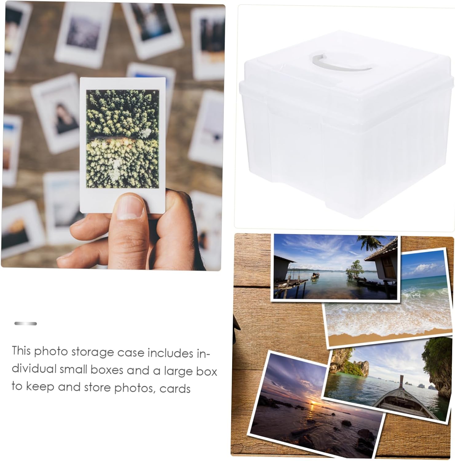 1set Photo Organizer Storage Case Multi-function Transparent Box for Cards Crafts and Items Material Individual Compartments for Home Organization