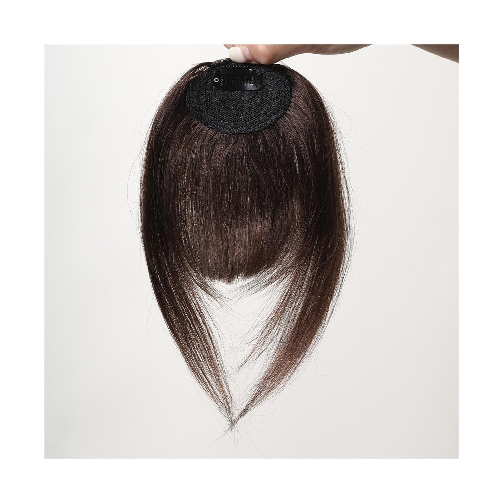 Flequillo Pinza Para El Cabello Flequillo De Cabello 100% Humano Flequillo Francés Marrón Oscuro Natural Clip Para El Cabello Flequillo Con Patillas Postizo Para Mujer Clip En Flequillo De Aire Clip