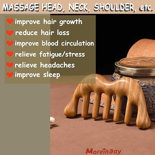Miniatura 6 de Masajeador de cuero cabelludo de madera para cabeza Guasha, peine de masaje de madera para relajación del cuero cabelludo, peine Gua Sha para