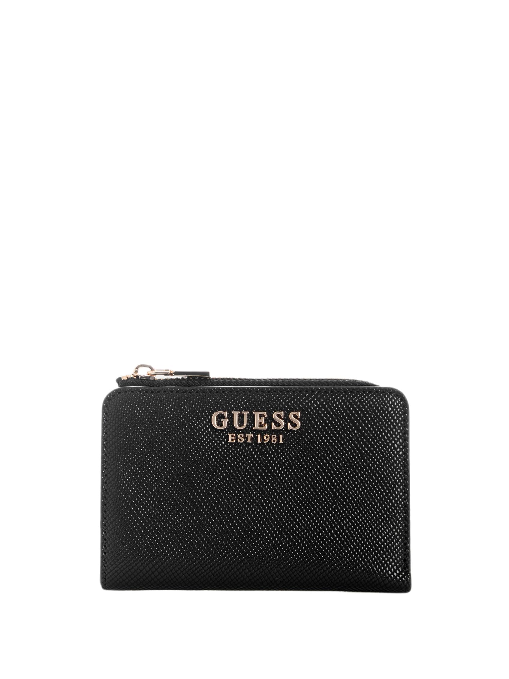 Guess Women's Black Wallets & Cardholders, One Size, Zip And Button Wallet With Inside Pockets