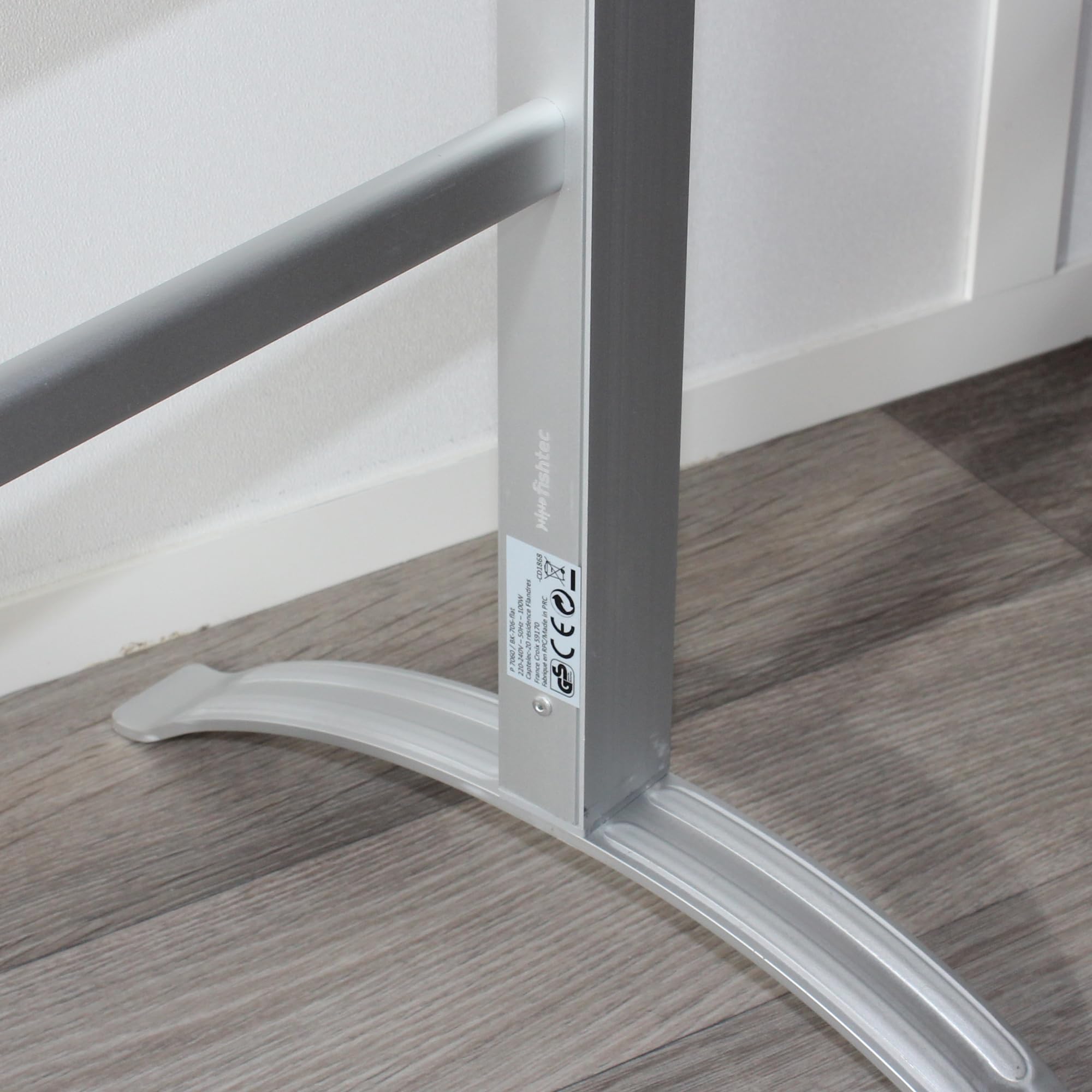 Prem-i-air FISHTEC Riscaldamento Portasciugamani Elettrico Murale per Bagno in Alluminio/Portasciugamani su Supporto - 6 Barre - 90 X 55 CM - Grigio