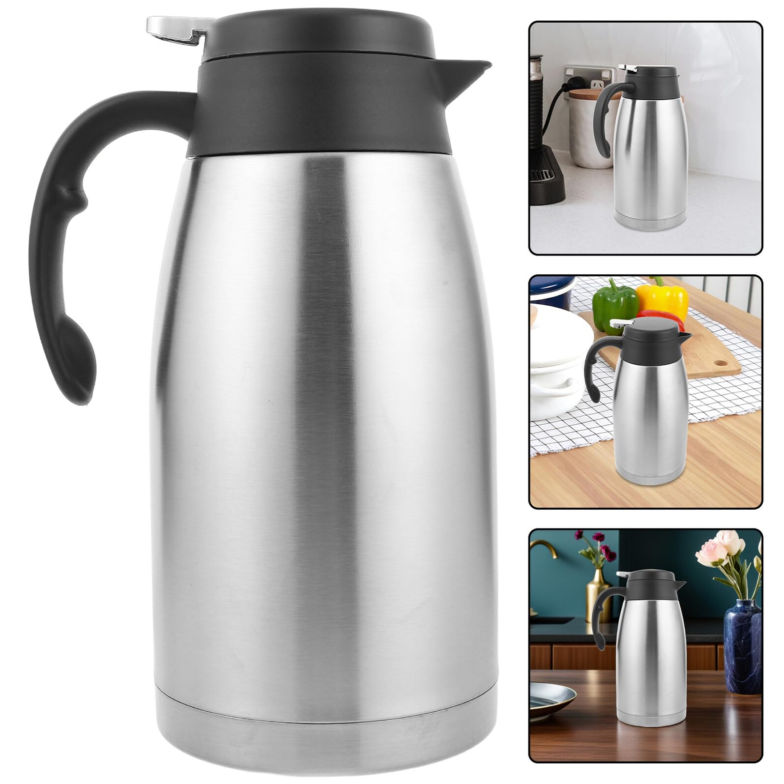 Uonlytech Caraffa Termica Acciaio Inox per Acqua Caffè Tè e Bevande Calde o Fredde Isolamento Vuoto per Ore per Casa Ufficio e Eventi