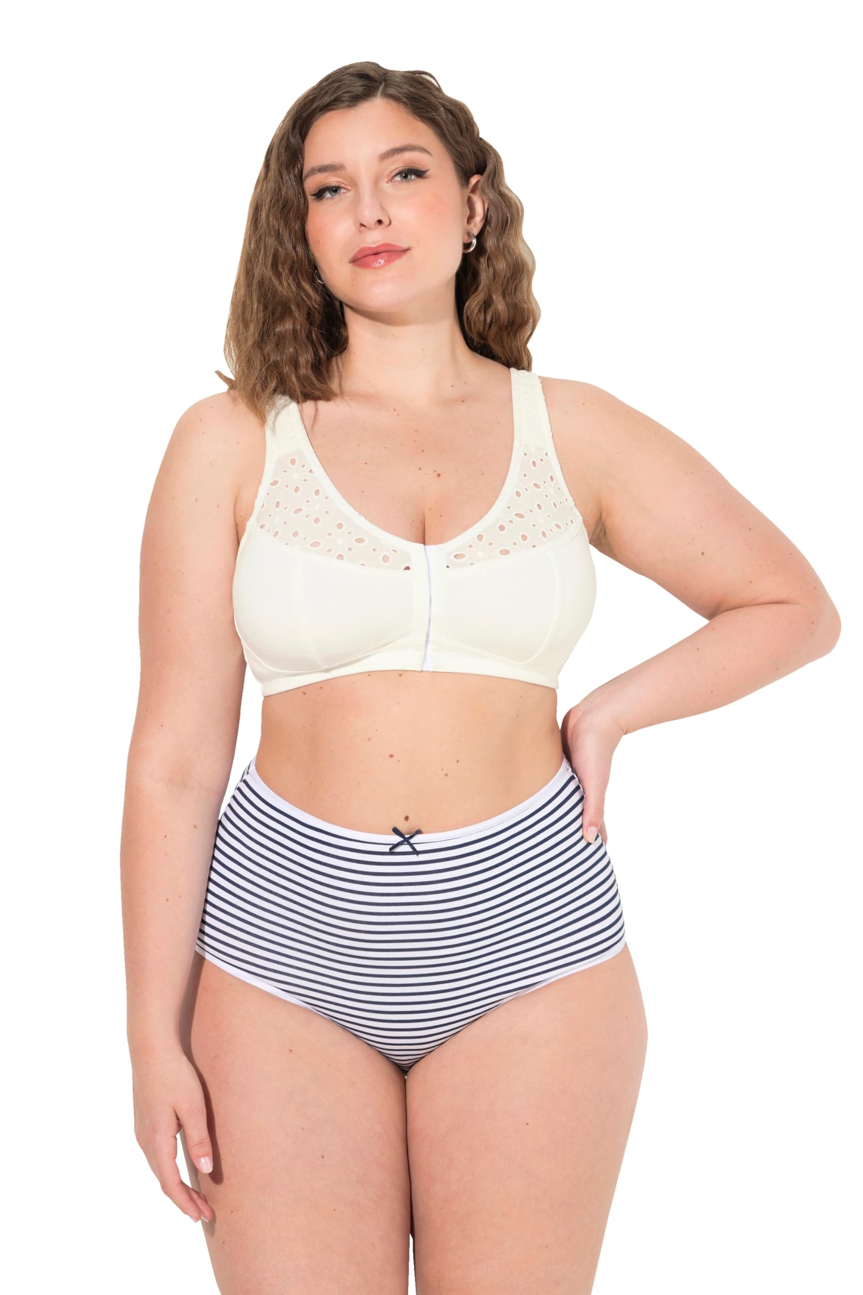 Ulla Popken Damen große Größen Übergrößen Plus Size Entlastungs-BH, Vorderverschluss, ohne Bügel 833662