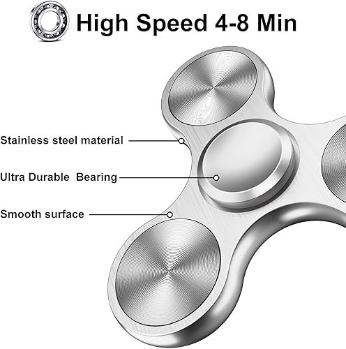 Miniatura 2 de Juguete giratorio de metal de acero inoxidable con rodamientos de alta velocidad de 4 a 8 minutos, EDC ADHD estrés ansiedad alivia reductor juguetes