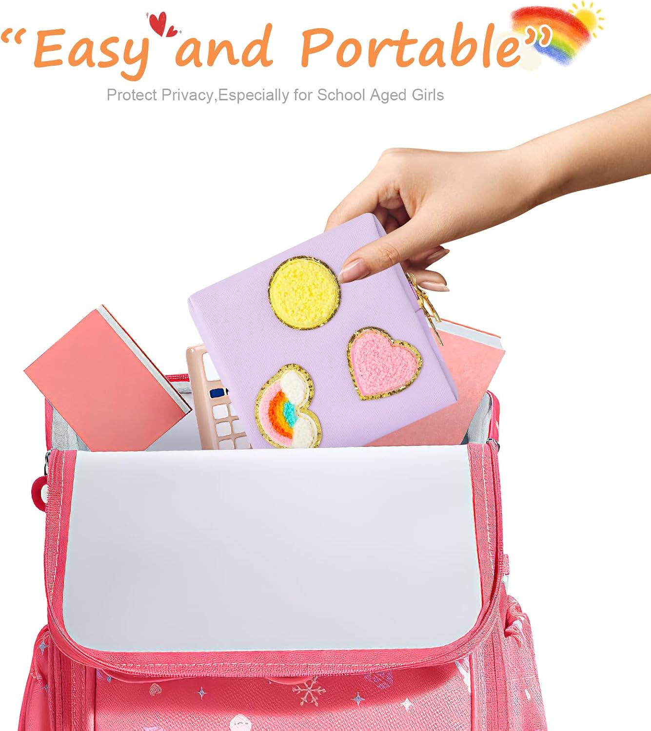 2 Pack Period Bag, PU Leather Sanitary Napkin Storage Bag for Feminine Pads Liners Tampons and Reusable Pads,Functional Sanitary Pads Pouches First Period Kit for Women Ladies Gift