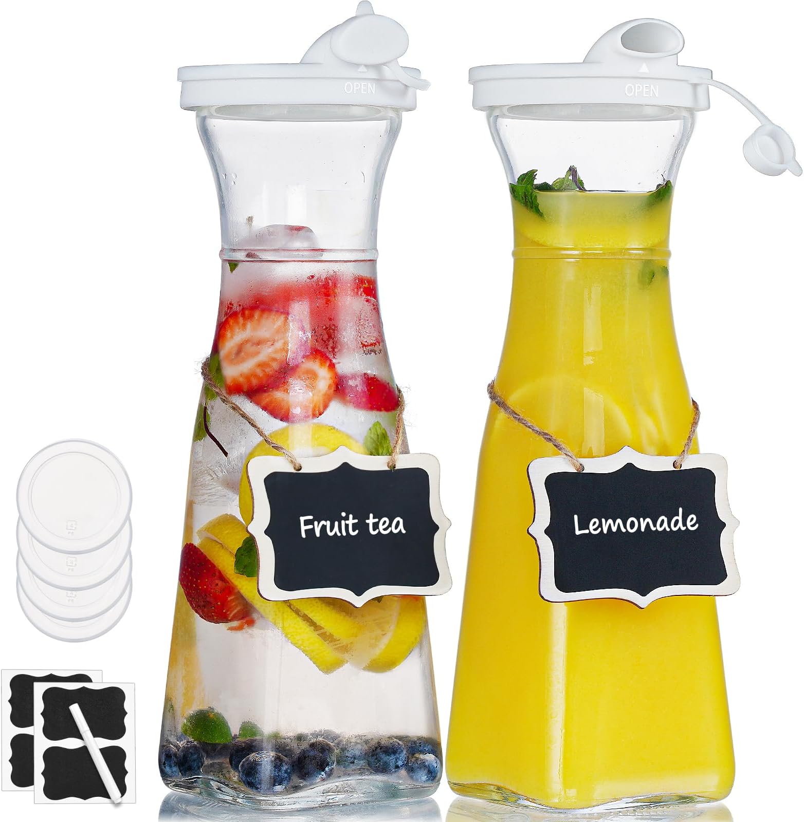 CUCUMI Glass Carafe, 3pcs 50oz, 1.5 Liter Glass Carafe with