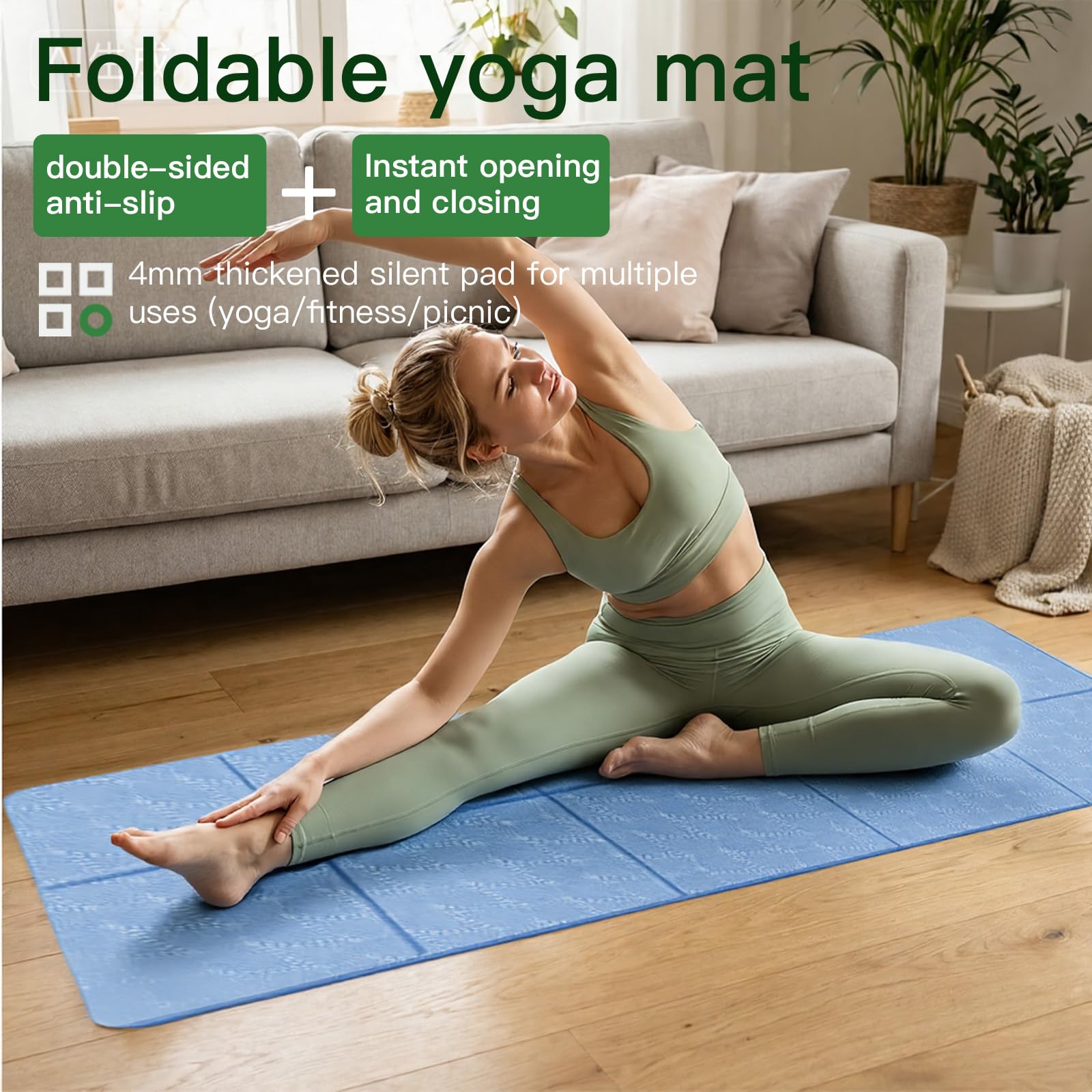 Tapis De Yoga Pliable Gykutix – 183x61x0,4 Cm, TPE Antidérapant, Léger (500g) – Voyage, Pilates, Gym