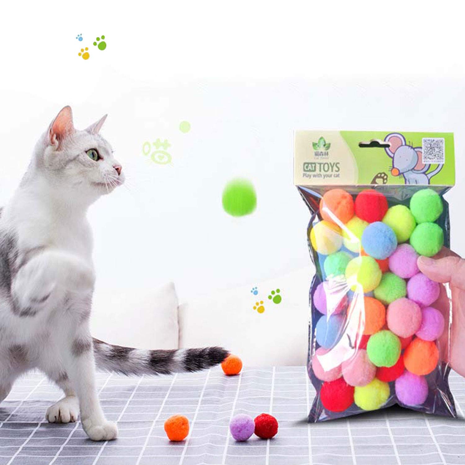 Tebinzi Kattenbal | 10 stuks kittenballen met bel, interactieve trainingsoefeningen, jachtspeelgoed voor huiskatten en puppy's
