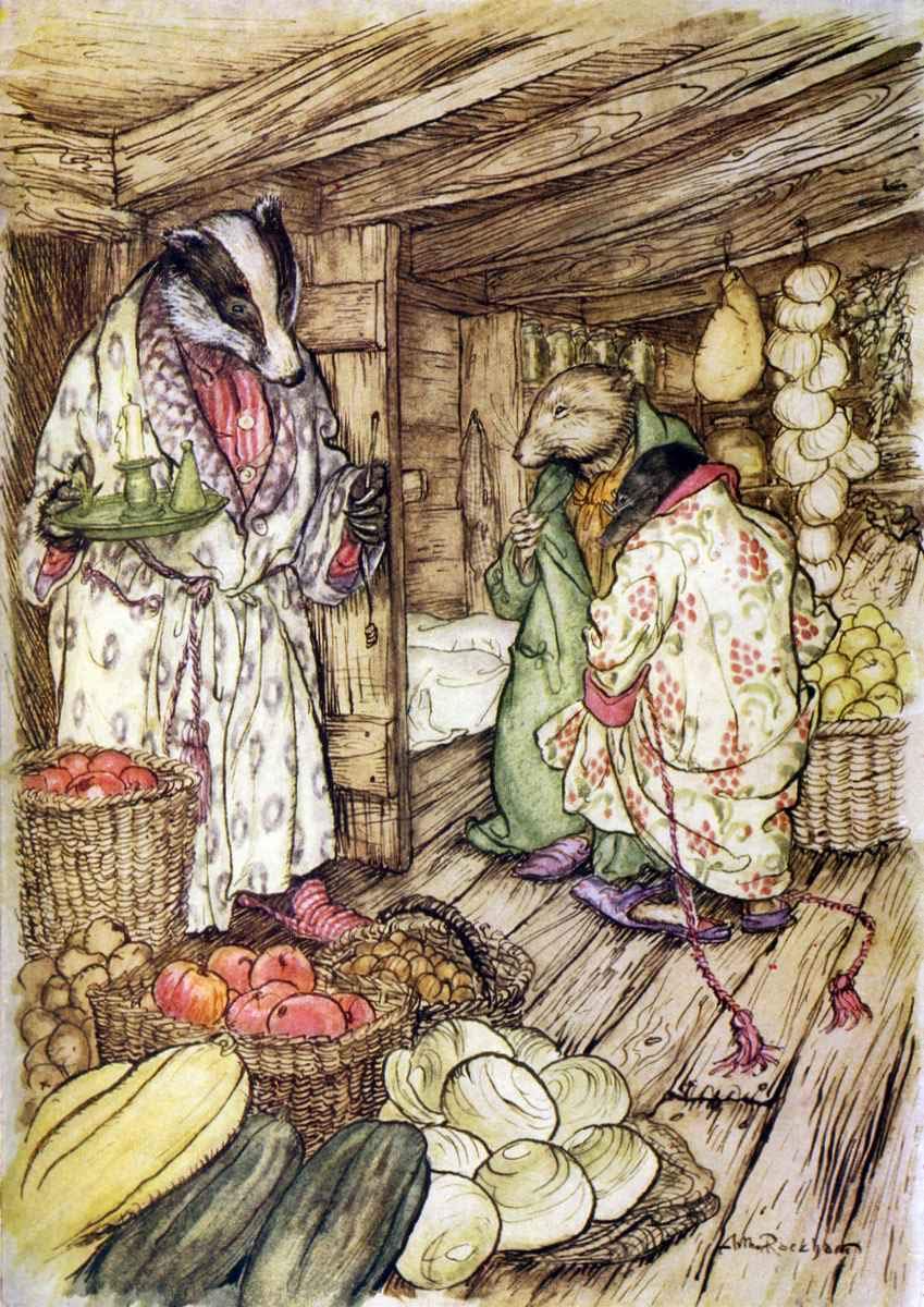 Wind in the Willows Arthur Rackham The Badgers winter stores, which indeed were visible everywhere, took up half the room A4 Photo Print 10x8