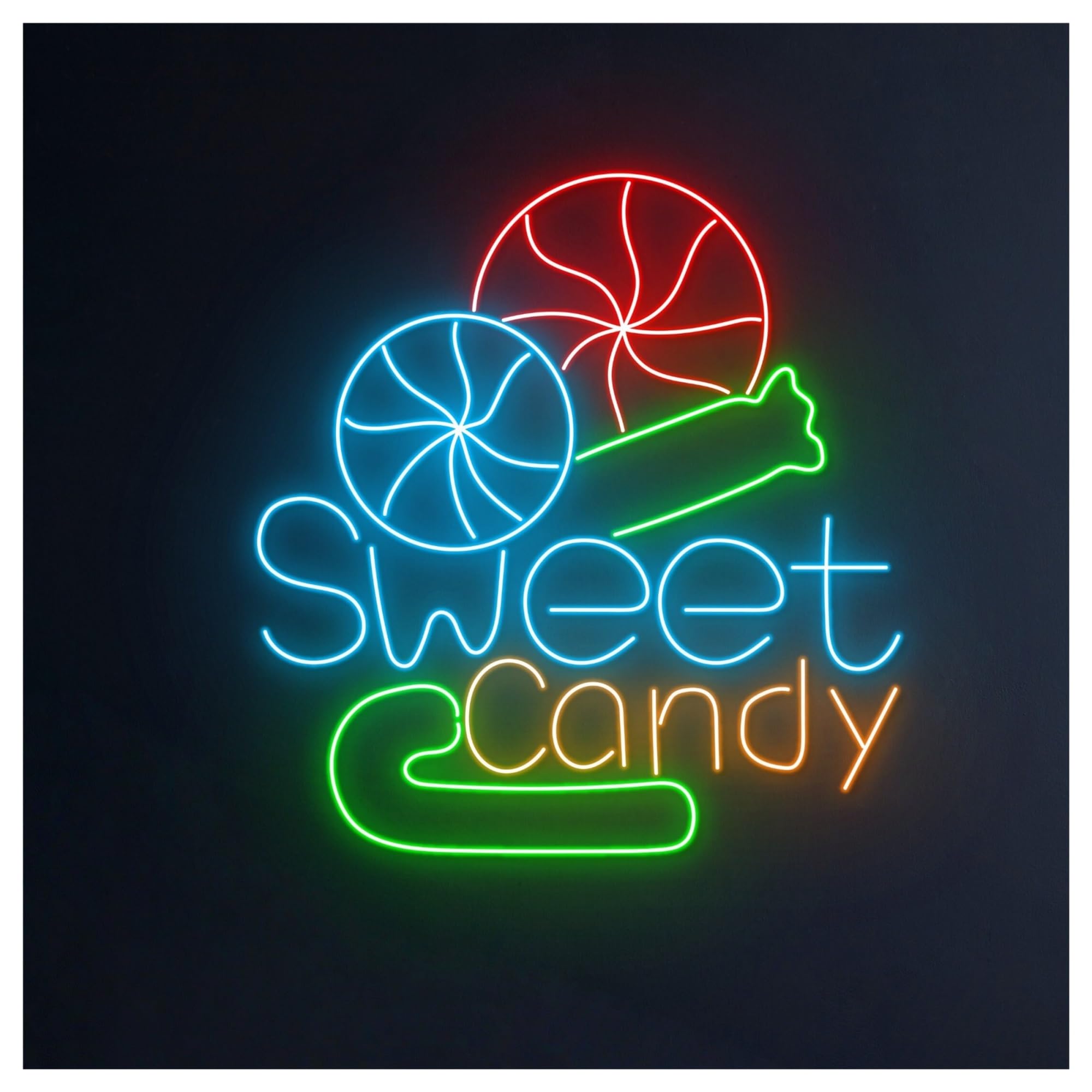 RONGCH Hanging Art Neon Signs Sweet Candy Neon Sign, Suitable for Lollipop Store Decor with Dimmable 53cm