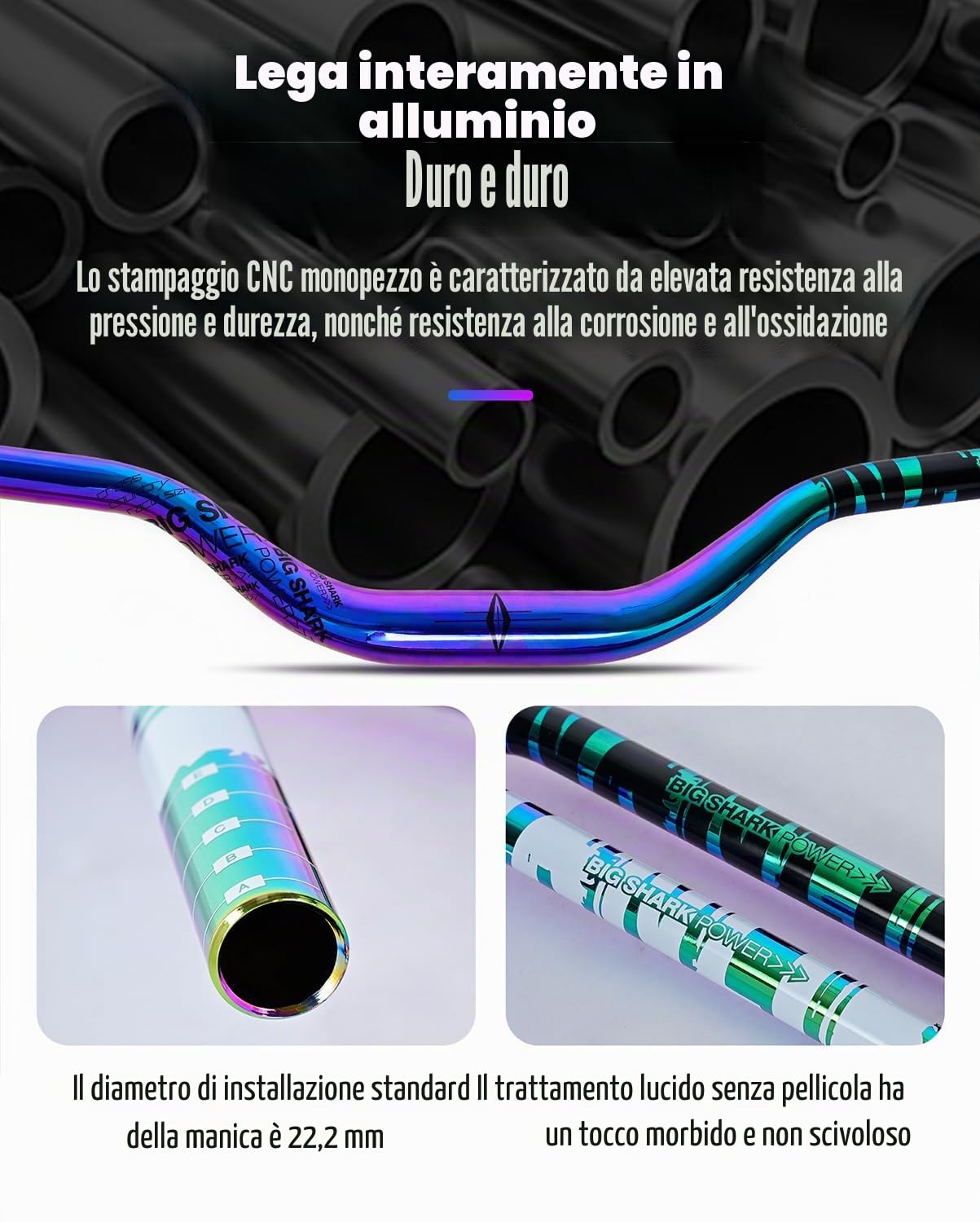 Manubrio per Bici MTB con Sollevamento da 50 mm, in Lega di Alluminio, colorato, Arcobaleno, Manubrio AM XC DH Racing Rise, 31,8 * 780 mm