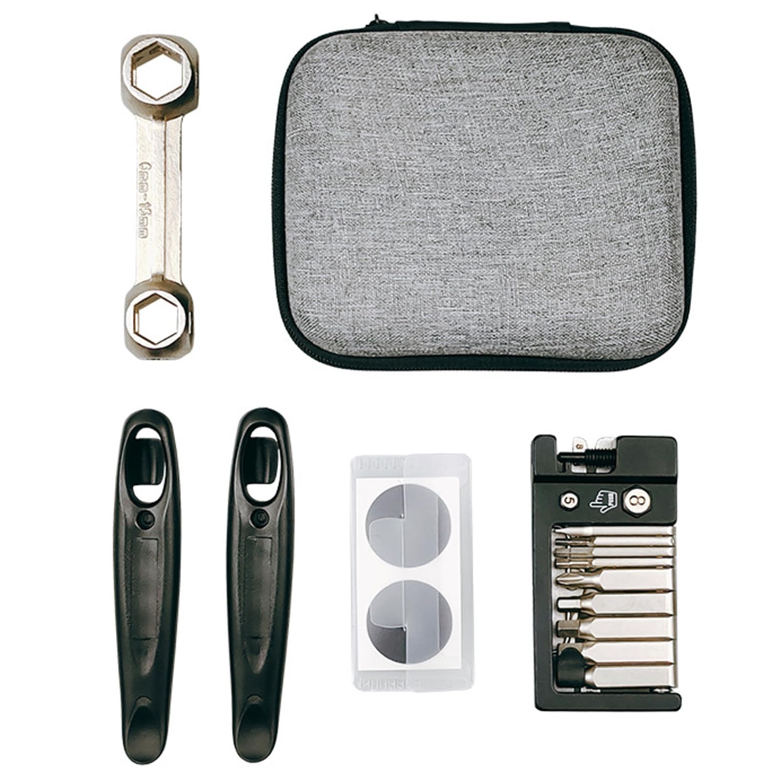 Tragbares Fahrradreifen Reparaturwerkzeug Set, multifunktionales Pannen Wartungswerkzeug, Fahrräder, Reifen Set mit Tasche, Fahrrad Reparatur