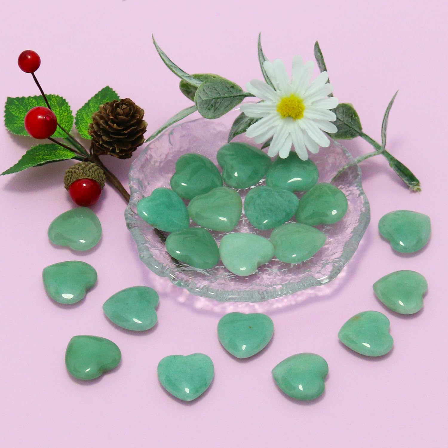 20 confezioni di cristalli di avventurina verde naturale lucidati e burattati,pietre a forma di cuore,cristalli e pietre curative,quarzo sfuso per Wicca,Reiki,energia curativa,pietre dei chakra