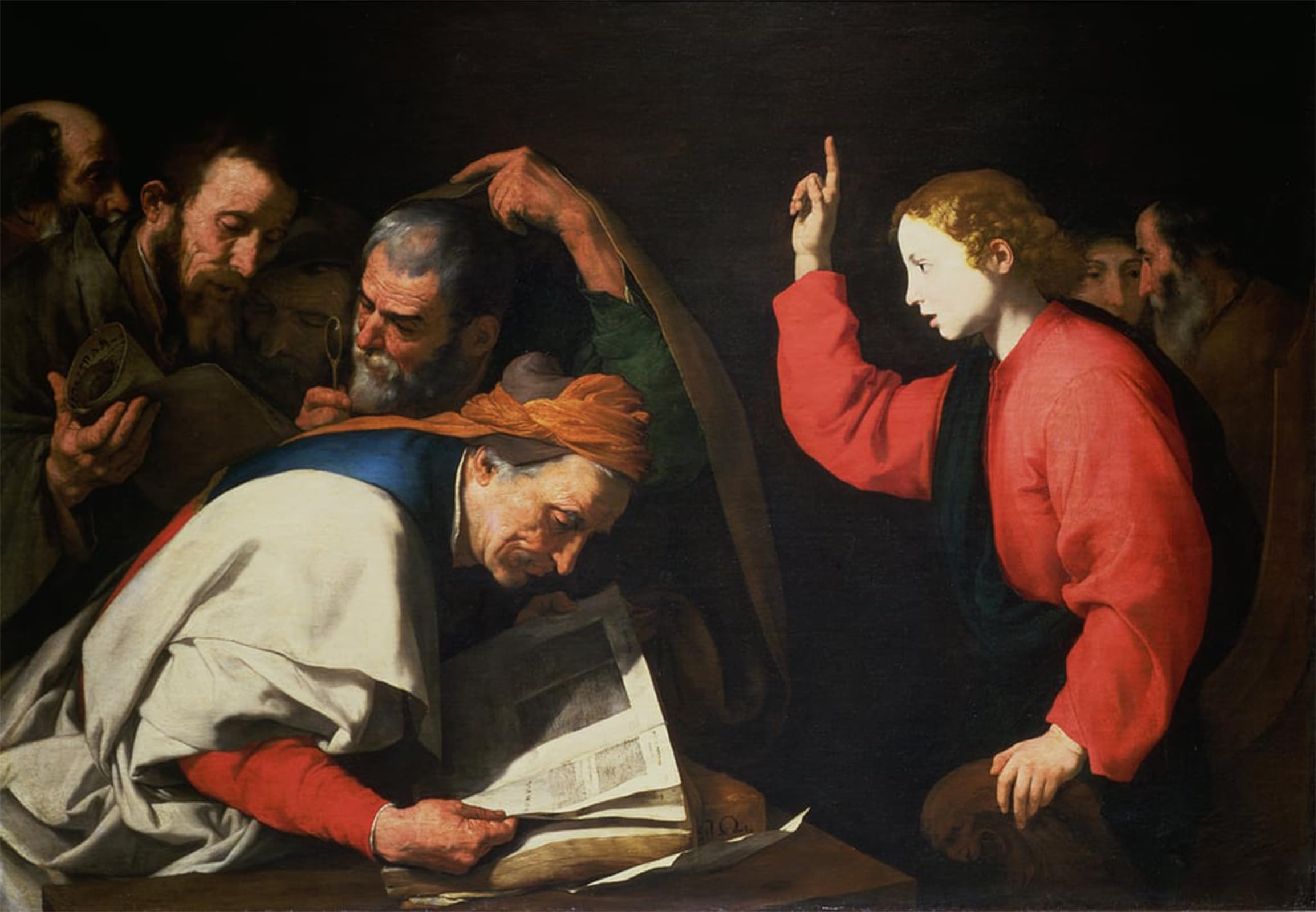 Prints Toile de Ribera Le Christ parmi les docteurs Finition Musée - 5